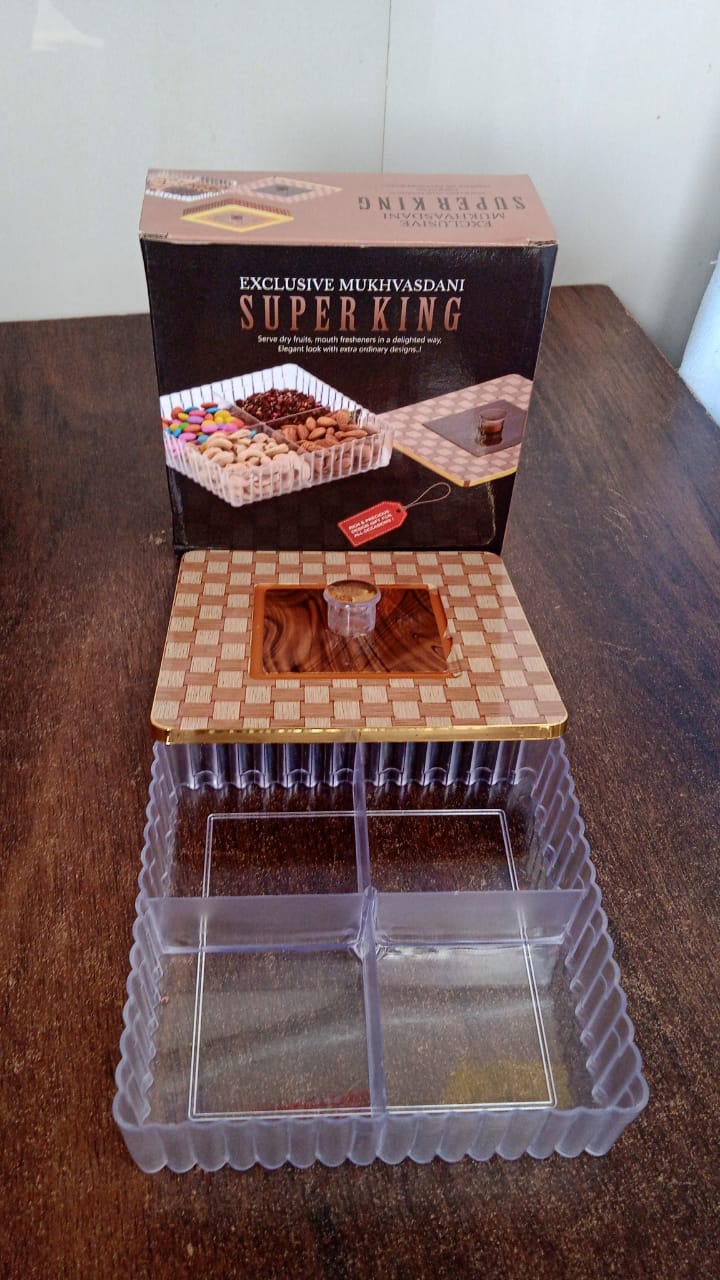 Plastic Super King Exclusive Mukhavasdani Dry Fruit boxes (1 Pc) Plastic Super King Exclusive Mukhavasdani Dry Fruit boxes (1 Pc)